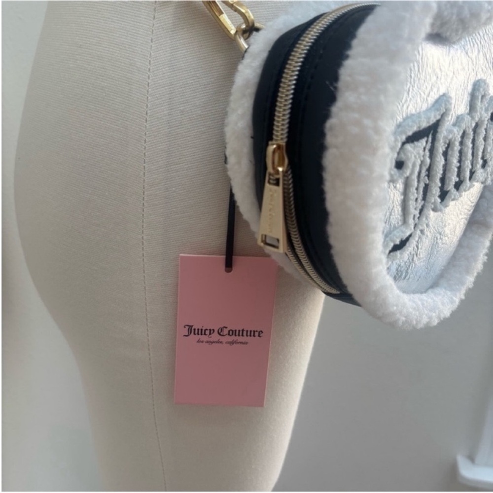 Juicy Couture Crossbody Bag Heart Shaped Sheer Genius Sherpa Silver Black Gold - Picture 8 of 12
